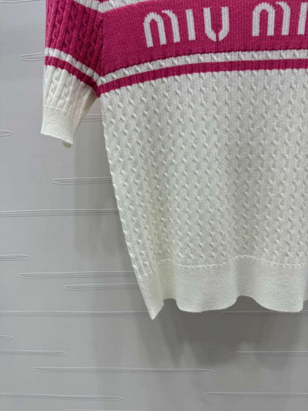 Miu Miu double-tone short-sleeved knit