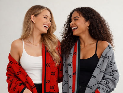 GG HOODED KNIT CARDIGAN