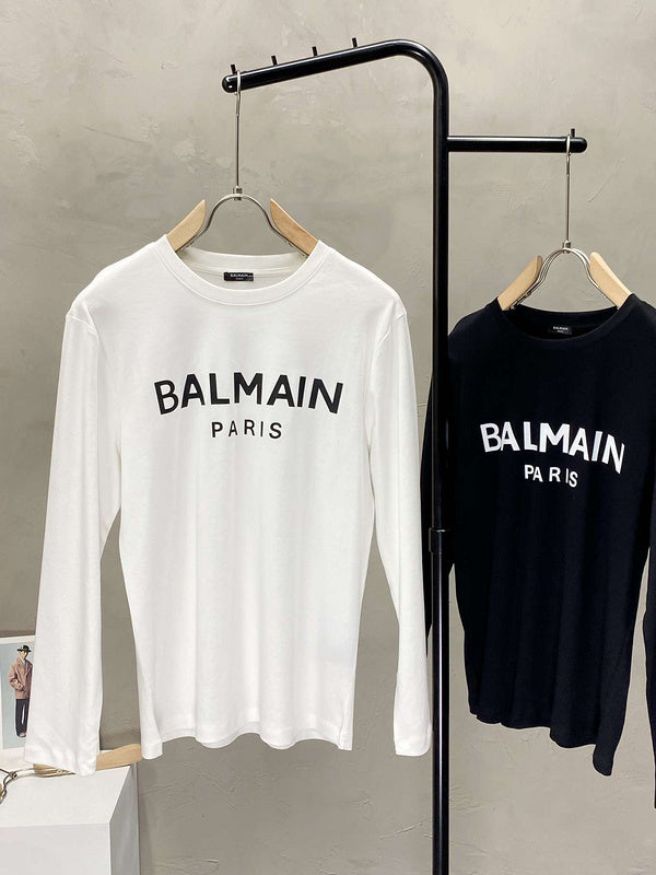Balmain Paris Long Sleeve Logo T-Shirt – Black & White
