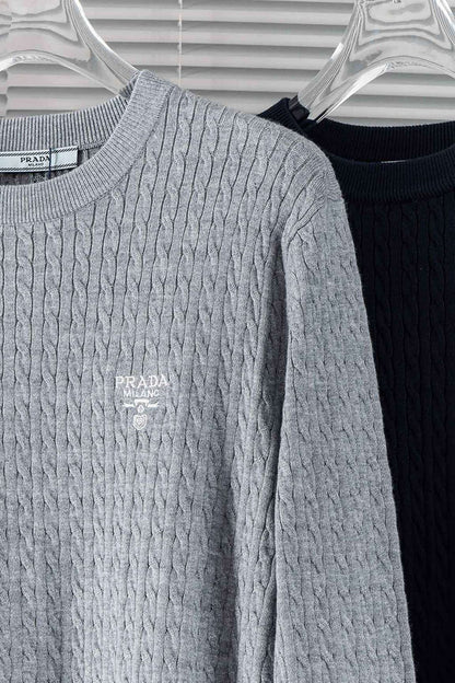 Prada Cable-Knit Stripe Trim Sweater