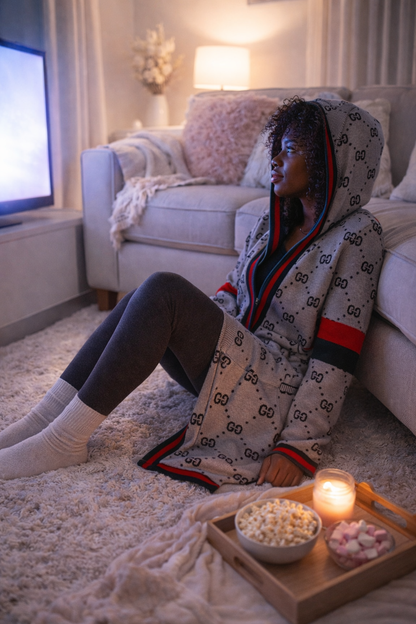 GG HOODED KNIT CARDIGAN