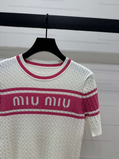 Miu Miu double-tone short-sleeved knit