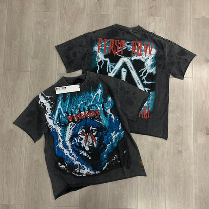 FIRST ROW Warning Not So Quiet Wolf Cropped Tee