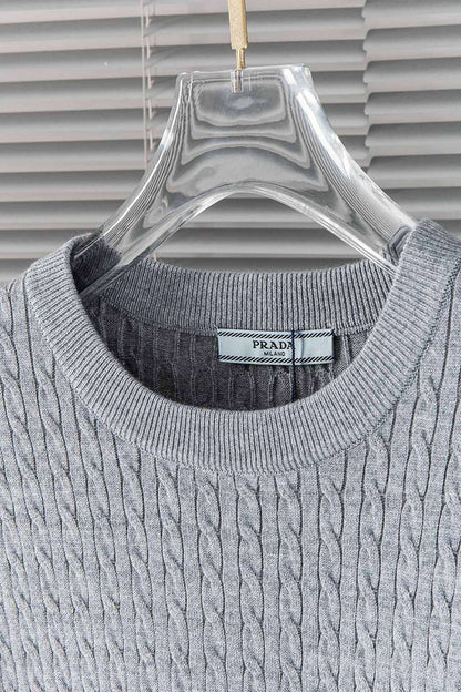 Prada Cable-Knit Stripe Trim Sweater