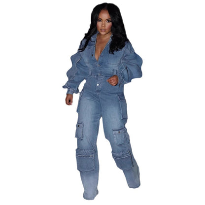 Women's Suit Draping Effect Straight-leg Pants Jumpsuit