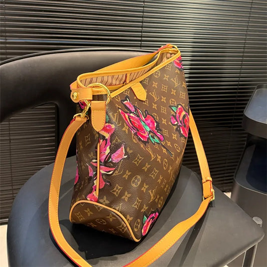 Louis Vuitton Neverfull MM Monogram Canvas with Rose Print