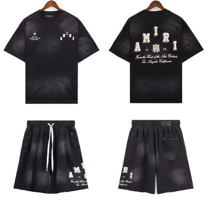 Washed Graphic Matching Set — Black or Blue
