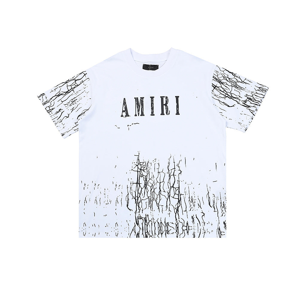 Cracked Pattern Graphic Tee — Black or White