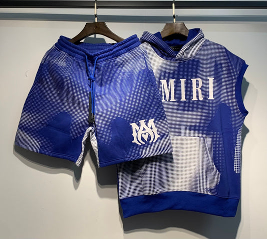 Pixel Gradient Sleeveless Set — Black or Blue