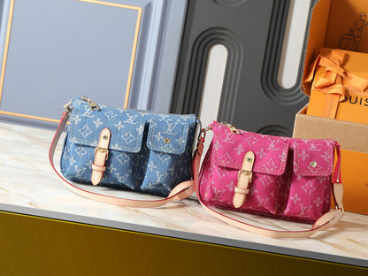 Urban Denim Cargo – Blue / Pink Edition