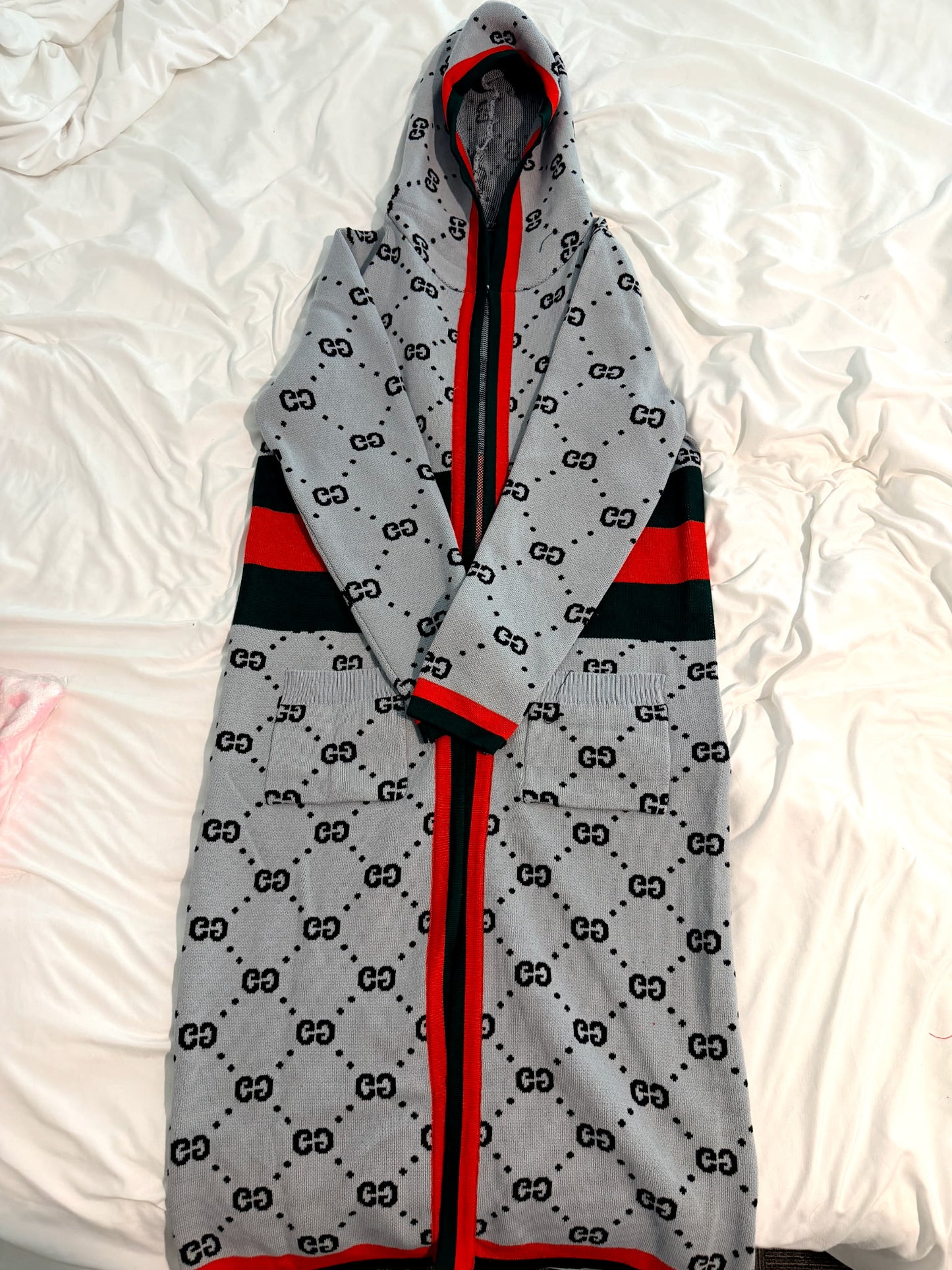 GG HOODED KNIT CARDIGAN