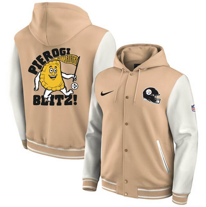 “Pierogi Blitz” Hooded Varsity Jacket