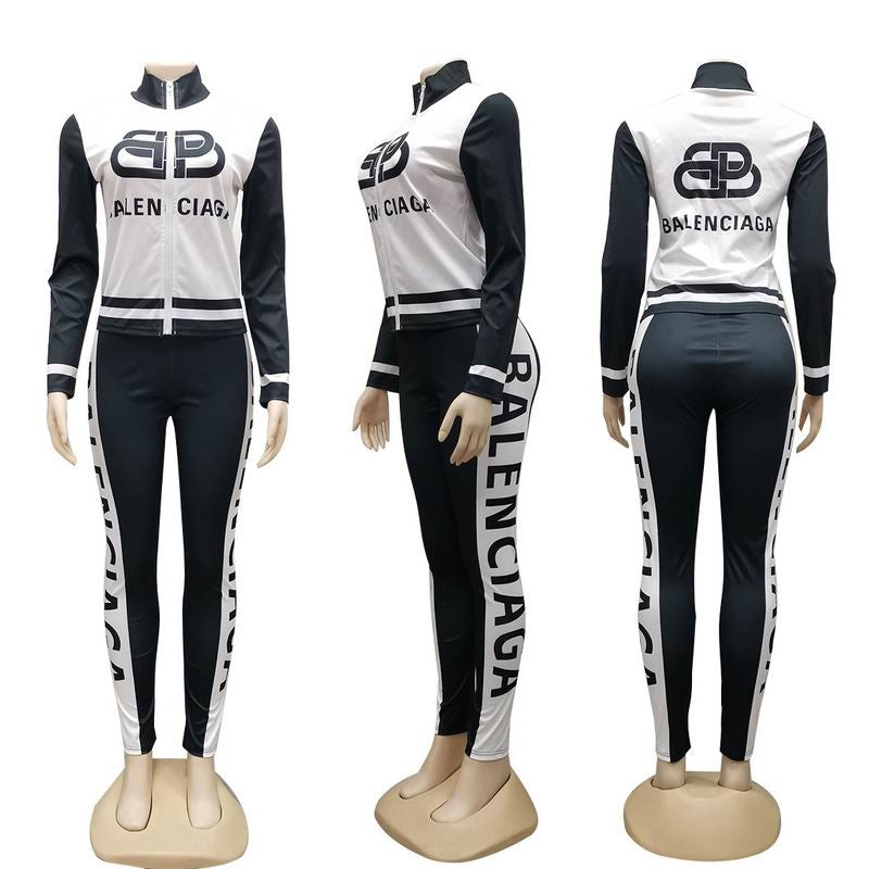 Urban Luxe Tracksuit Set — Black & White