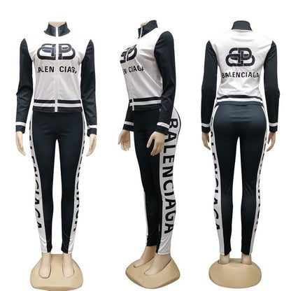 Urban Luxe Tracksuit Set — Black & White