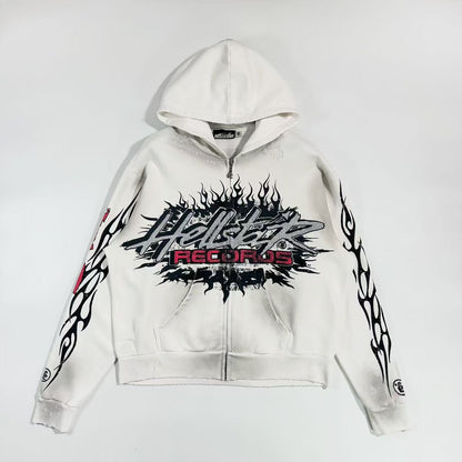 Hellstar Records White Flame Zip Hoodie