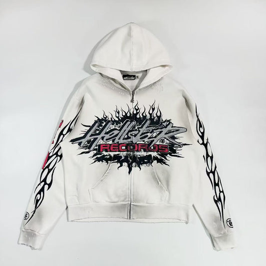 Hellstar Records White Flame Zip Hoodie