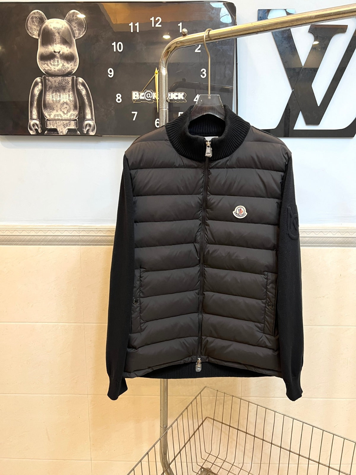 Moncler Black Puffer Knit Jacket