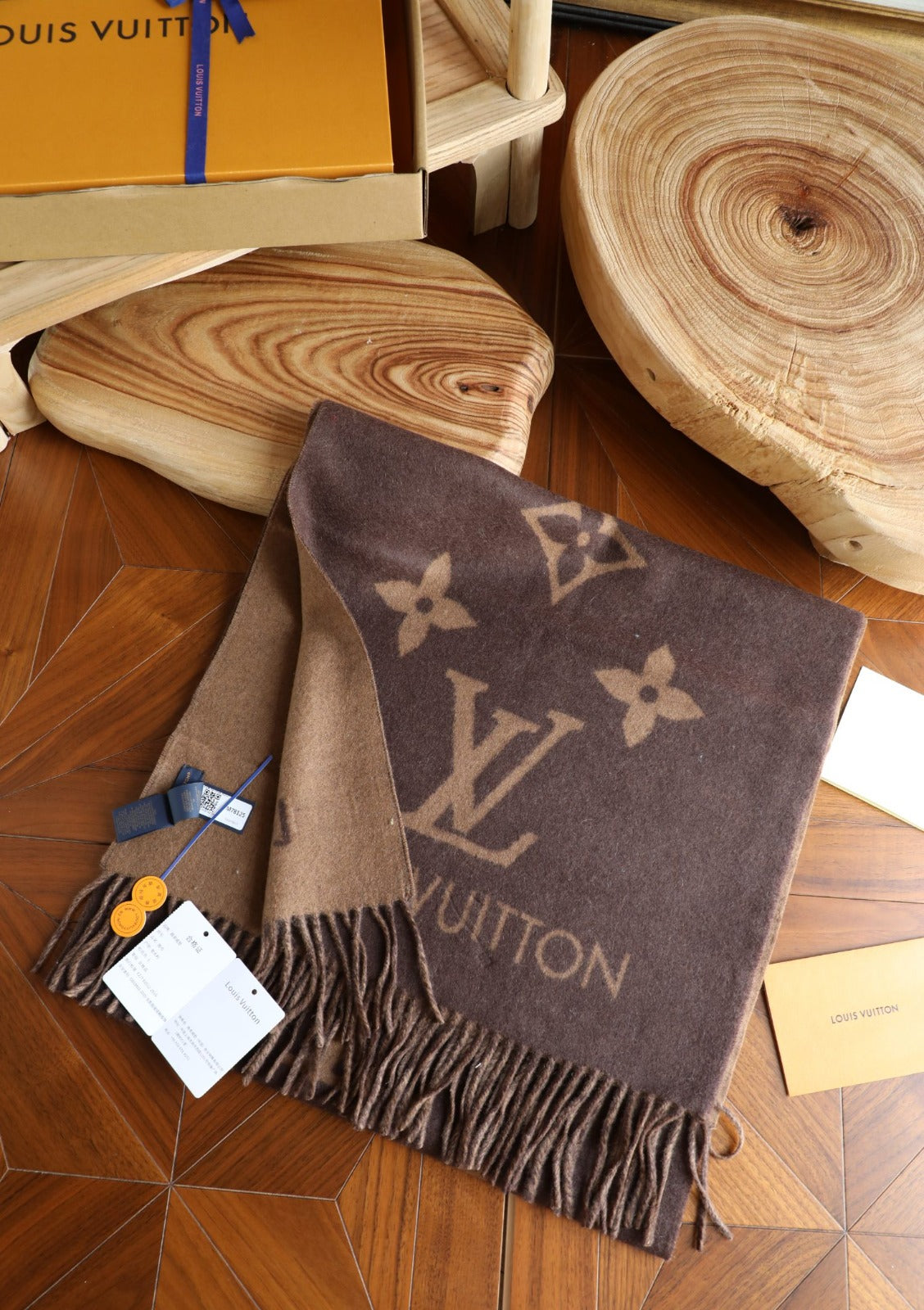 Louis Vuitton Monogram Wool Cashmere Scarf – Mocha Edition