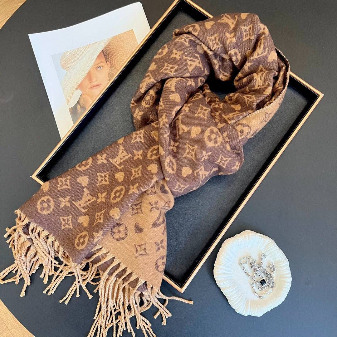 Louis Vuitton Monogram Wool Scarf – Mocha Edition
