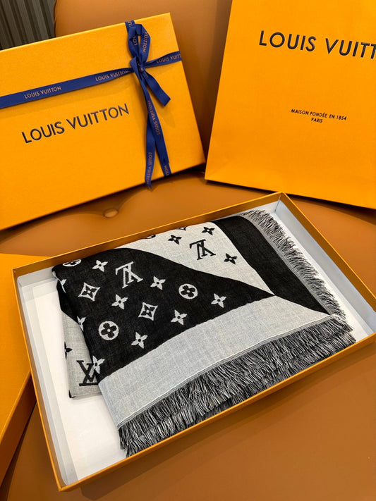 Louis Vuitton Monogram Reversible Wool Scarf – Noir & Blanc Edition