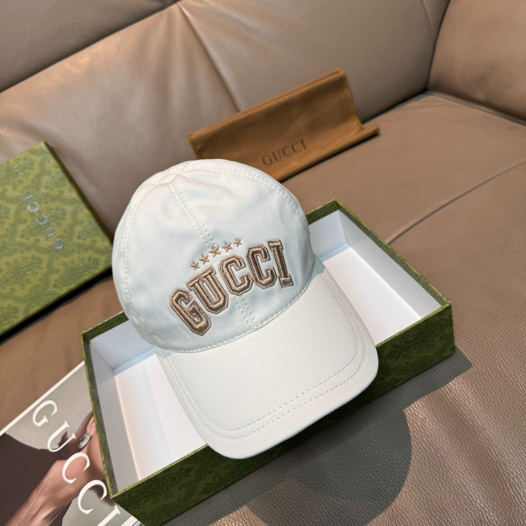 Gucci Embroidered Logo Cap – Ivory Luxe Edition