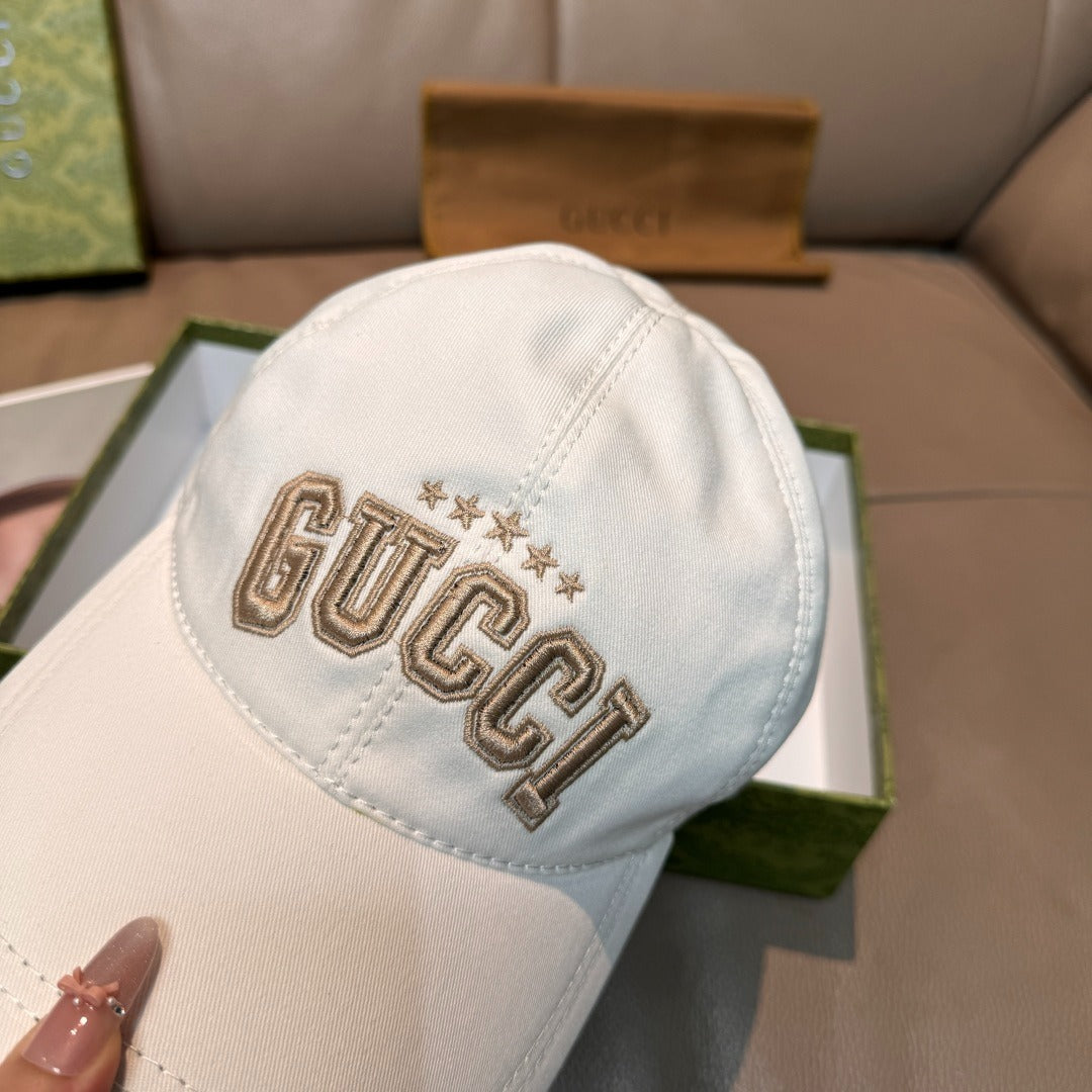 Gucci Embroidered Logo Cap – Ivory Luxe Edition