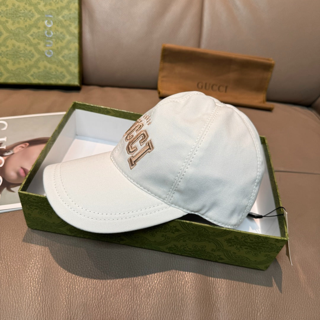 Gucci Embroidered Logo Cap – Ivory Luxe Edition