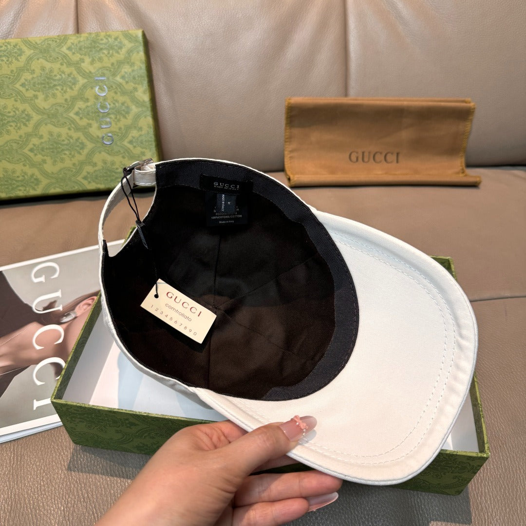 Gucci Embroidered Logo Cap – Ivory Luxe Edition