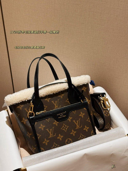 Luxury Speedy Soft Shearling Carry-All Bag