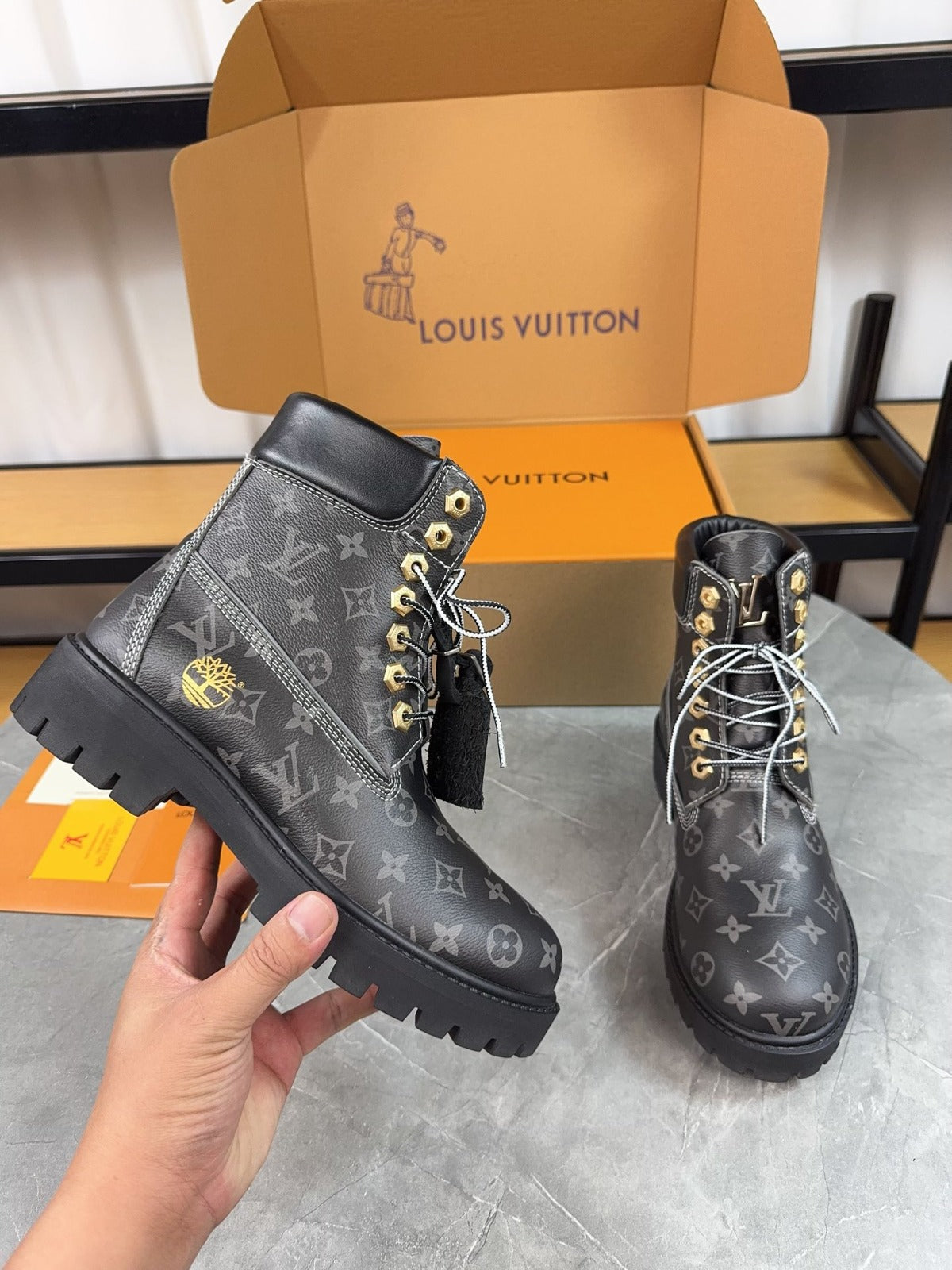 Louis Vuitton Timbs Eclipse Combat Boots