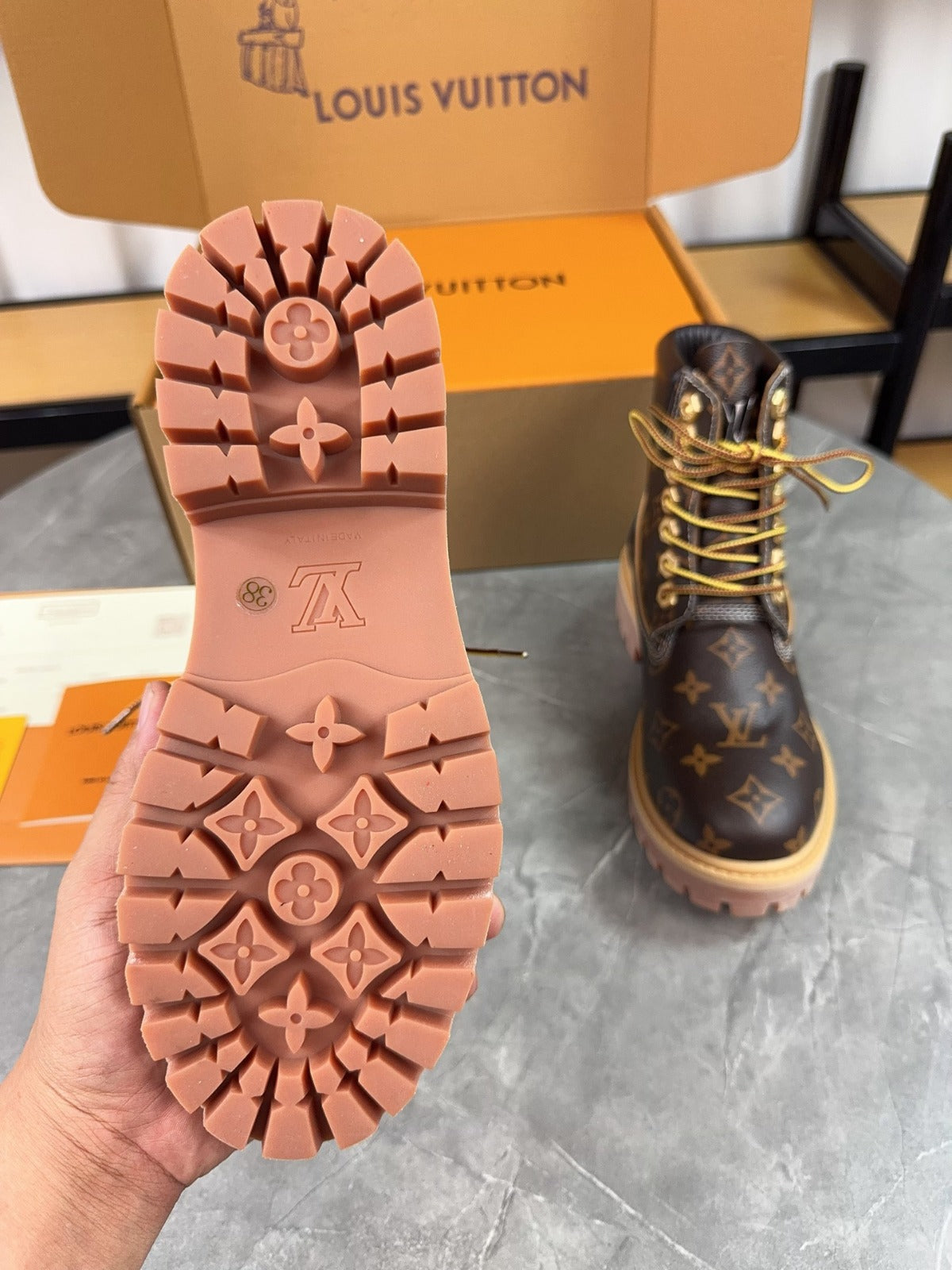 Textured Suede-Finish Ankle Combat Boot