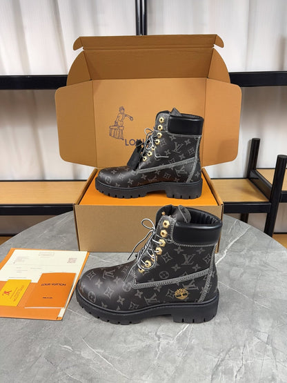 Textured Suede-Finish Ankle Combat Boot