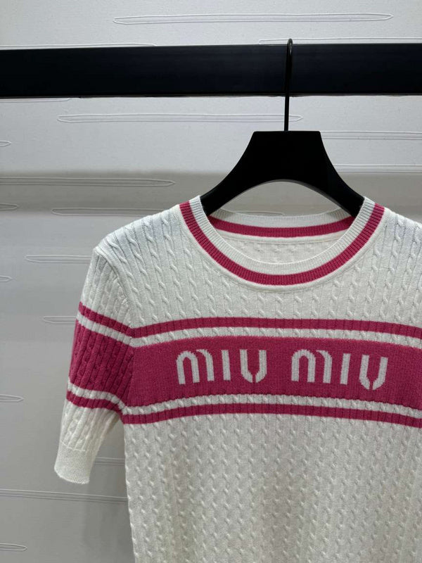 Miu Miu double-tone short-sleeved knit