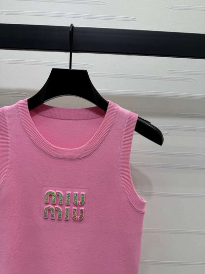 Miu Miu Logo Embellished Tank Top