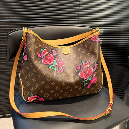 Louis Vuitton Neverfull MM Monogram Canvas with Rose Print