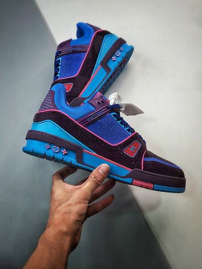 Louis Vuitton Trainer – Purple Teal Metallic Crystal