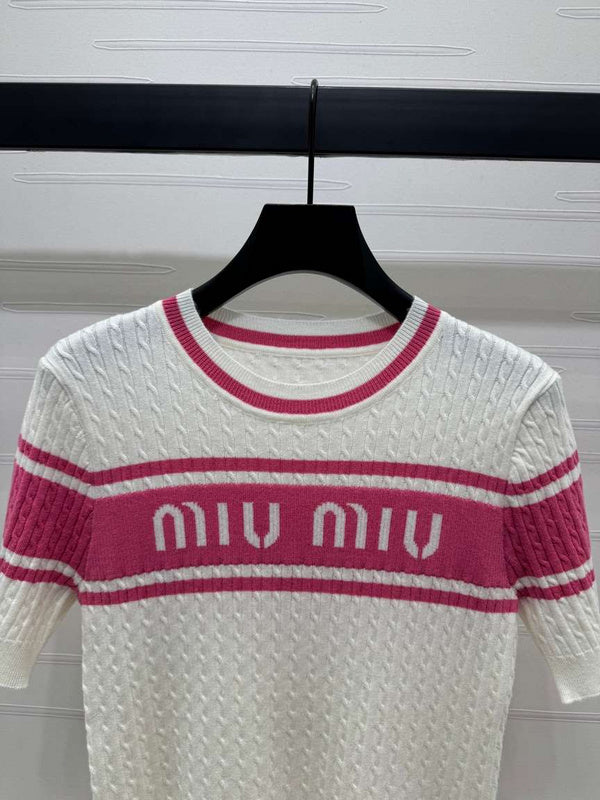 Miu Miu double-tone short-sleeved knit