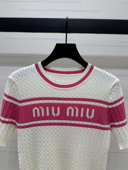 Miu Miu double-tone short-sleeved knit