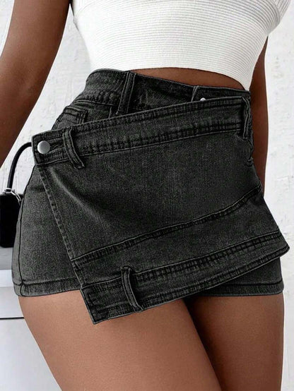 Grunge Punk Street New Vintage Stretchy Overlap Waist Wrap Shorts