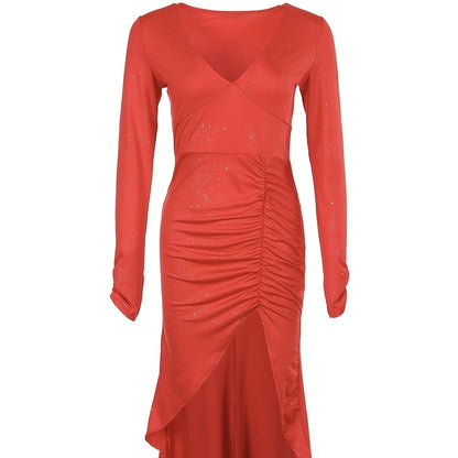 Fashionable Slimming Sexy Long Sleeved Mid Length Dress