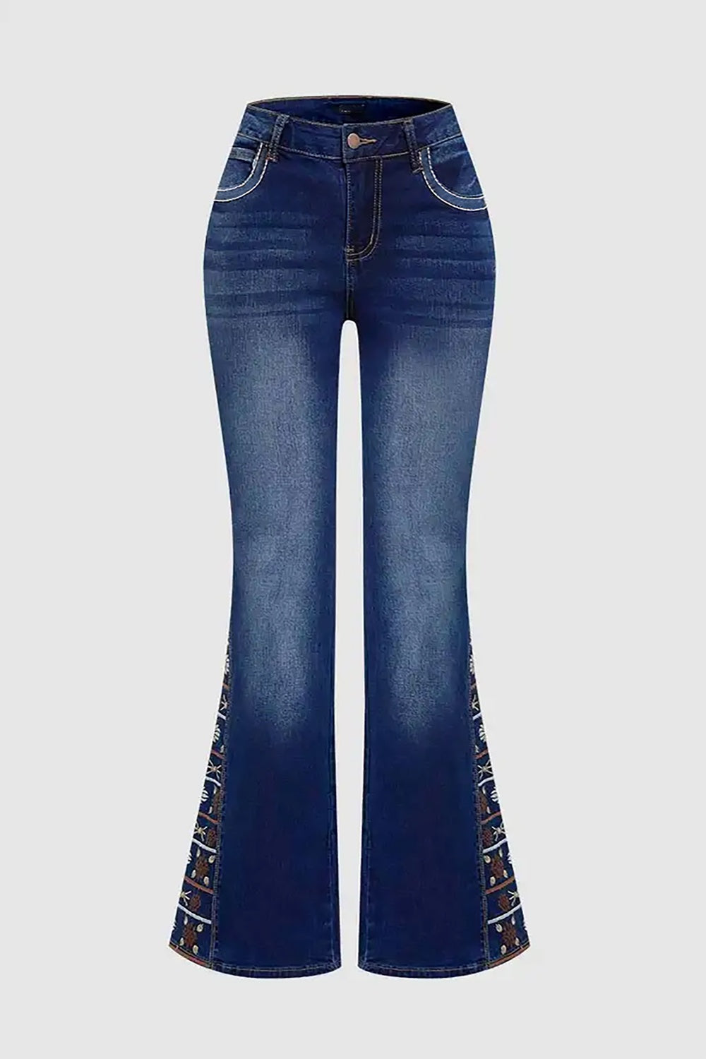 Women's High-Waist Heavily Ripped Jeans, Wide-Leg Full-Length