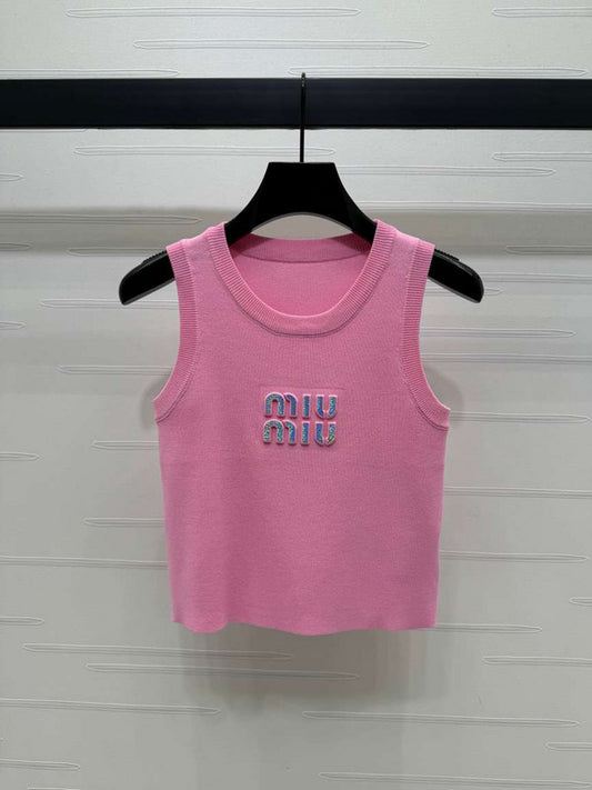 Miu Miu Logo Embellished Tank Top