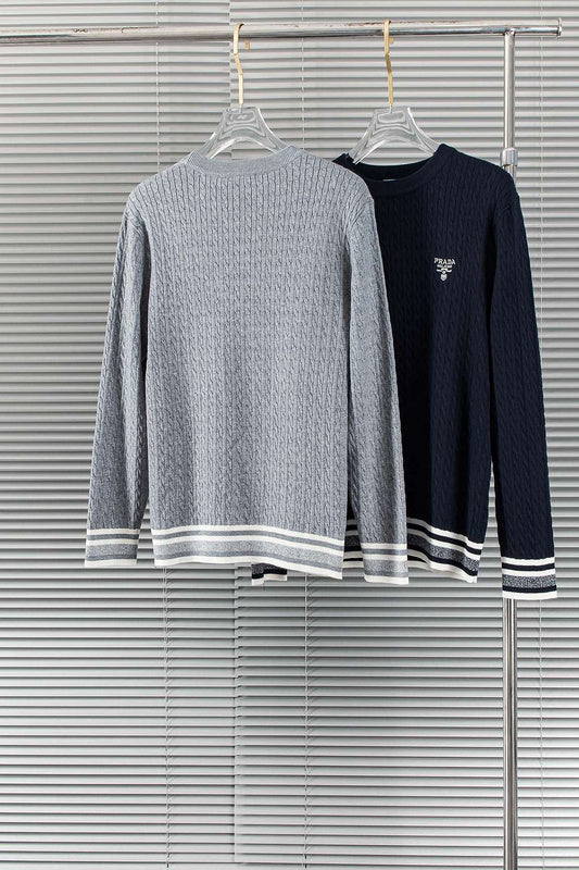 Prada Cable-Knit Stripe Trim Sweater