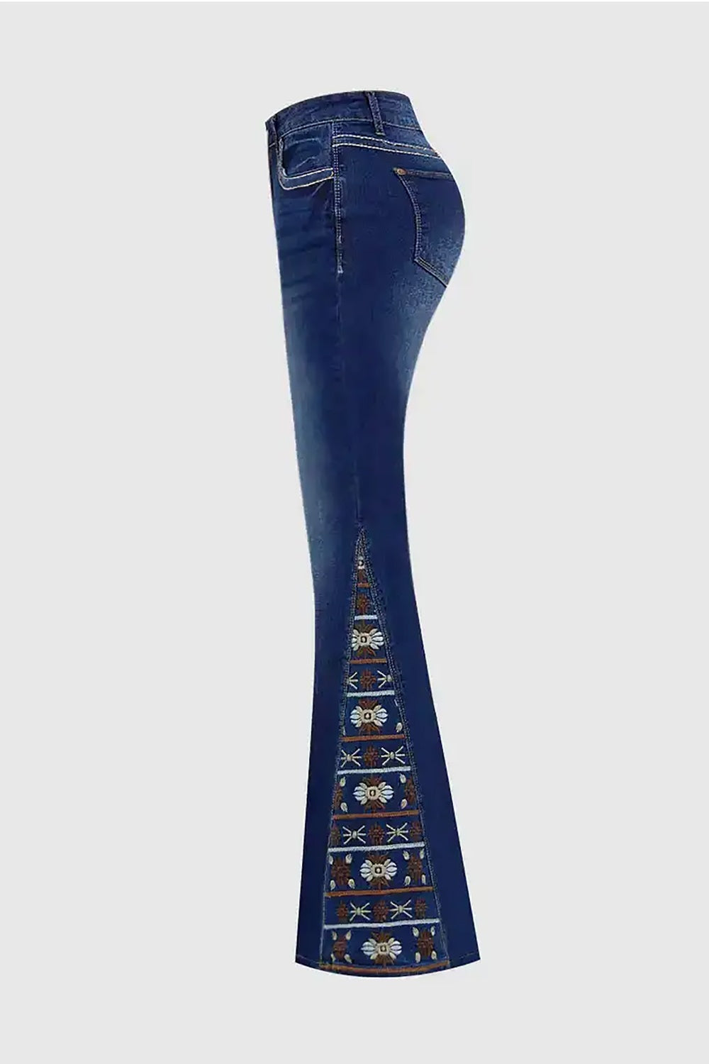 Women's High-Waist Heavily Ripped Jeans, Wide-Leg Full-Length