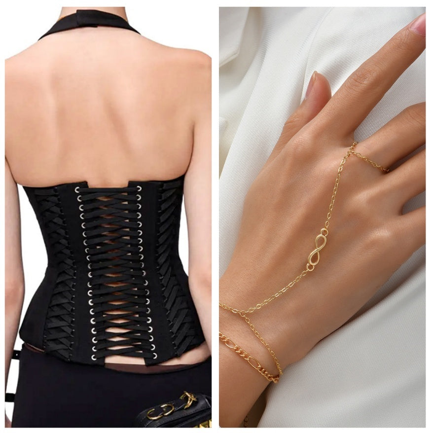Lace-up Hot Girl Halterneck Vest Deep Sexy Short Top