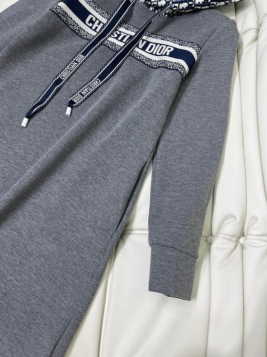 Christian Dior Gray Logo Hoodie Dress